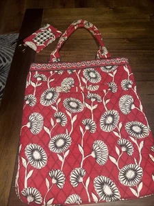 Vera Bradley Deco Daisy Tote Bag Retired Pattern 2 Pocket Tote W Matching Wallet - Picture 1 of 15