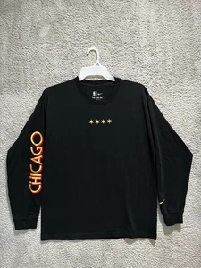 Nike Chicago Bulls Long Sleeve Shirt Men’s Large Black NBA Authentic Tee - Picture 1 of 7
