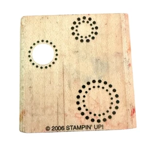 Stampin Up! Vintage 2006 3 Dotted Circles Rubber Stamp - Picture 1 of 2