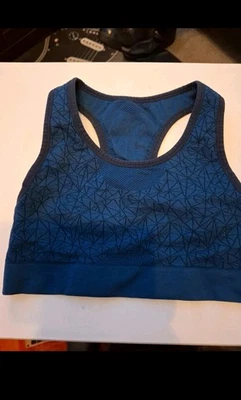 Ladies navy/black patterned very modern bra/gym top size 8 approx - Image 1 of 2