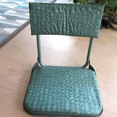 Vintage Green Textured Metal Folding Stadium Chair with Vinyl Seat & Backrest - Image 1 of 4