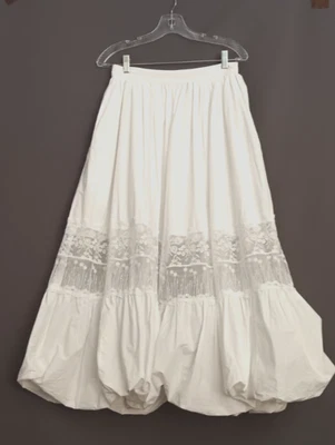 Falda midi con inserción de encaje de algodón blanco Aqua talla M nueva con etiquetas Foto 1 de 4