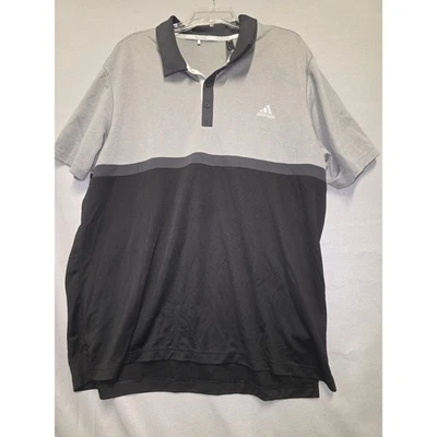Adidas Men's 2XL Colorblock Golf Polo Shirt Gray Black Short Sleeve Performance - Image 1 of 4