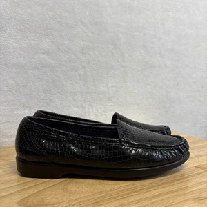 Mocasín SAS Croc Negro Charol Trípode Cómodo Sin Cordones Talla 9.5W AMPLIO - Imagen 1 de 10