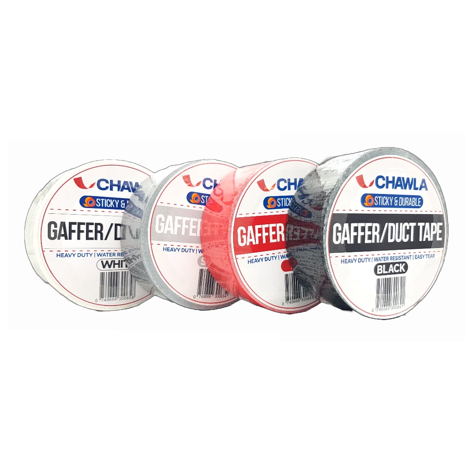 CHAWLA PREMIUM Duck Duct Cloth Waterproof Gaffer Gaffa Tape Silver Black White Red 50M