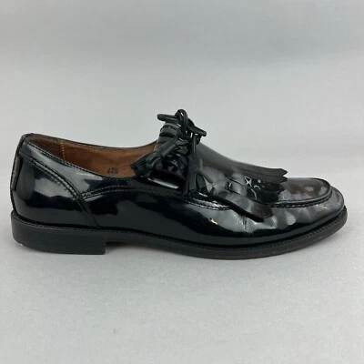 Russell & Bromley Black Patent Slip On Tassel Loafer Flat Dress Shoes 40.5 UK7.5 - Image 1 of 4