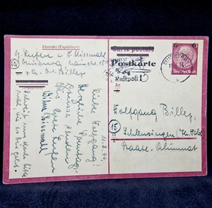 Germany 1944 - Deutsches Reich - USED Postcard - Air Mail - Surcharged Overprint - Picture 1 of 3