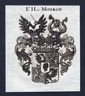 Env. 1820 Moskop Armoiries Adel Coat De Arms Gravure sur Cuivre Imprimé Ancien