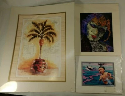 Lot 3 Unframed Colorful Wall Art Print Home Decor Tropical Hawaii Fish Palm Tree - Image 1 of 4