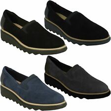 LADIES CLARKS SUEDE SLIP ON CASUAL CUSHION SOFT SHOES PUMPS SIZE SHARON DOLLY