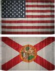 All'Ingrosso Combo Lotto Di 3x5 Bandiera USA & Stato Florida 3x5 2 Banner