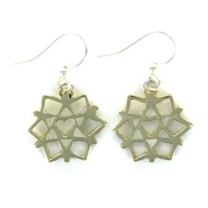 Pendientes de plata esterlina World in Harmony diseño de corazón copo de nieve hechos a mano 3/4"D - Imagen 1 de 2