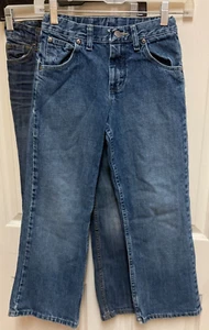 LOT of 2 Boys Blue Denim Jeans-Wrangler Straight & Cherokee Bootcut (Size 10) - Picture 1 of 8