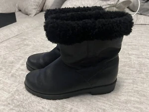 Colin Stuart Genuine Leather, Sheepskin Shearling Lining Black Ankle Boots, Sz7 - Picture 1 of 5