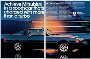 Mitsubishi Starion Turbo Charged Sports Car 1983 2pg Print Ad 8"w x 10"t