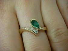 2Ct Pear Cut Lab Created Green Emerald Engagement Ring In 14K Yellow Gold Plated