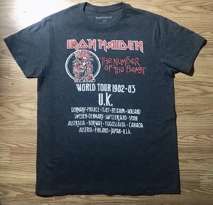 T-Shirt IRON MAIDEN Numero della Bestia Album Tour Uomo M Grigio Nuova senza etichette - Foto 1 di 7