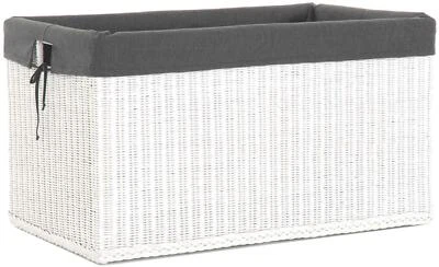 Rattan Spielzeugkiste Allzweck-Truhe -Kiste -Korb  mit Inlett (Weiss, Groß) - Bild 1 von 3