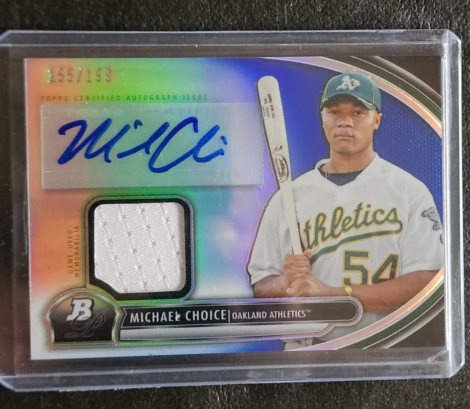 Michael Choice 2013 Bowman Platinum Blue Auto 155/199 Athletics - Image 1 of 2