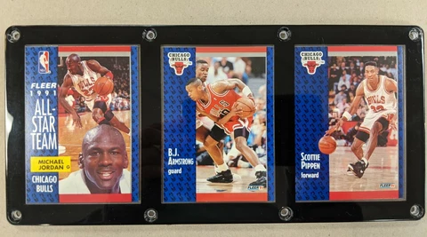 CHICAGO BULLS 3 CARD PLAQUE MICHAEL JORDAN BJ ARMSTRONG SCOTTIE PIPPEN Cover