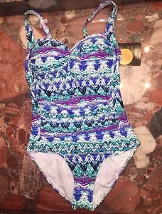 Nwt Nip Tuck Bond-Auge Blau Python Tummy Control Einteilig Badeanzug Damen US - Picture 1 of 3