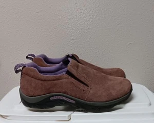 Merrell Girls Jungle Moc Purple Huckleberry Suede Leather Shoes Sz 7W - Picture 1 of 6