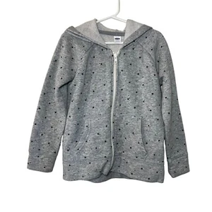 Old Navy Girls Full Zip Hoodie Sweatshirt Small Star Pattern Pockets Knit Top - Picture 1 of 5