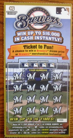 Milwaukee Brewers   Major  League Baseball  SV Instant Lottery Ticket Cover