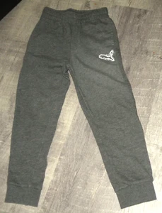 Boys PUMA Sweat Pants JOGGERS Size SMALL 8 GRAY White Logo - Picture 1 of 1