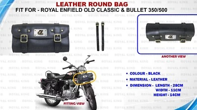 Royal Enfield "Bolso redondo de cuero negro apto para Bullet y Old Classic 350/500" Foto 1 de 4