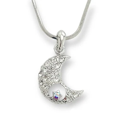 Estrella de la Luna Hecha con Colgante de Cristal Swarovski Collar Encanto Joyería 18" Cadena  Foto 1 de 4