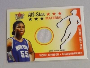 Camiseta Fleer Ultra WNBA All-Star 2003 material usada en juegos Vickie Johnson Liberty - Imagen 1 de 2