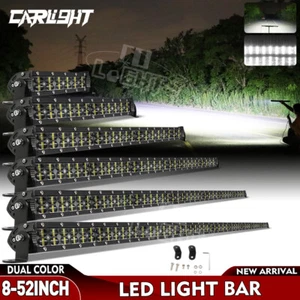 14 22 32 42 52" LED Work Light Bar Dual Row Spot Flood Combo 12V 24V Offroad SUV - Picture 1 of 34