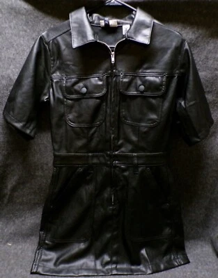Universal Thread Women’s Short Sleeve Faux Leather  Dress Black Size 6 - Image 1 of 4
