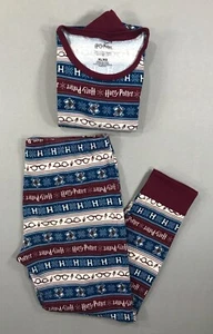Harry Potter Pajama Set Girl's XL Blue Red Fair Isle Sleepwear Top Bottom Lounge - Picture 1 of 17