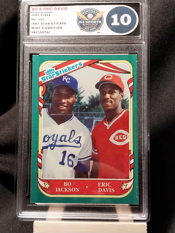 Bo Jackson & Eric Davis - Pegatina Fleer Star 1987 rara - Calificada como nueva 10 - Rara Foto 1 de 2