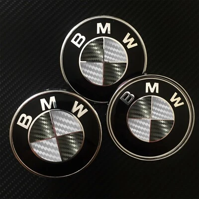 Decalcomania rotonda in fibra di carbonio nera e argento per BMW BADGE EMBLEM... - Immagine 1 di 4