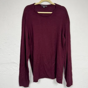 John Varvatos Burgundy Cotton Crew Neck Sweater Mens XL Casual Preppy Pullover - Picture 1 of 12