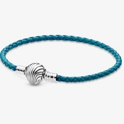 Auténtica pulsera Pandora Seashell broche cuero azul con dije NUEVO con bolsa Foto 1 de 4