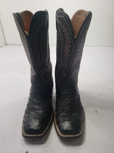 Ariat Black Full Quill Ostrich Leather Cowboy Boots Size 9.5D Style 10029612 - Picture 1 of 9