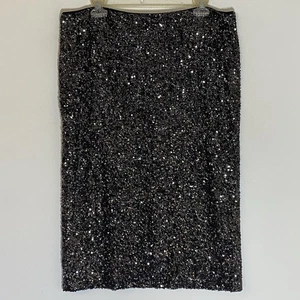 Falda Lafayette 148 Mujer 12 Lentejuelas Plateadas Midi Lápiz Vacaciones Glamour Fiesta Evento - Imagen 1 de 14