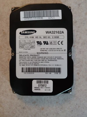 Vintage Samsung IDE Hard Drive WA32162A 2.16GB HDD Tested WORKS! - Image 1 of 4
