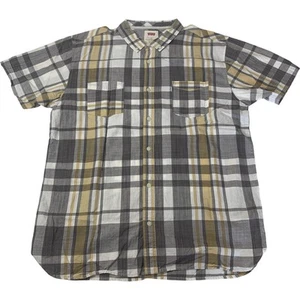 LEVI'S Button-Up Casual Shirt Plaid Short Sleeve Check Yellow Grey Mens XL - Picture 1 of 6