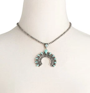 Collana con ciondolo turchese SEED&SAGE perle navajo nativi americani argento sterling - Foto 1 di 14