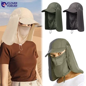 Foldable Fishing Hat with Face Mask Neck Flap Men Women Sun Cap UV Protection - Picture 1 of 15