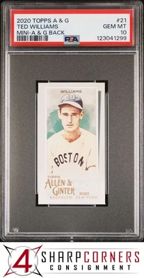 2020 TOPPS ALLEN & GINTER MINI #21 TED WILLIAMS HOF A G BACK POP 2 PSA 10 - Image 1 of 3