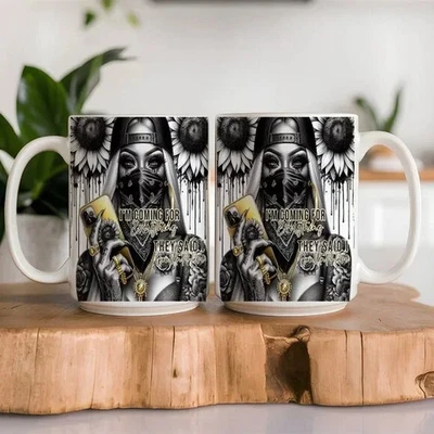 Taza de café con leche sarcástica fuerte para mujer con cuchara de café con leche, taza motivacional Foto 1 de 3