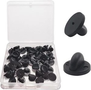 50 Pezzi Schienali Spilla in Gomma PVC, Schienali di Sicurezza per Spilla Cravatta Cappello 50PCS, Nero - Foto 1 di 7
