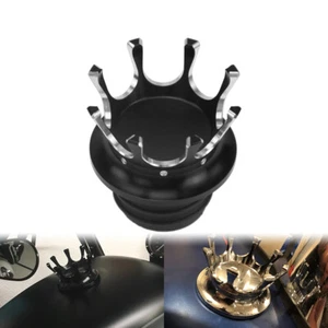 King Crown Vented Gas Cap Fuel Tank Right Thread Black For Harley Softail Dyna - Picture 1 of 12