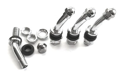 5 PIECE 30 DEGREE ANGLE METAL/CHROME TIRE VALVE STEMS HIGH PRESSURE BOLT IN #506 - Image 1 of 4
